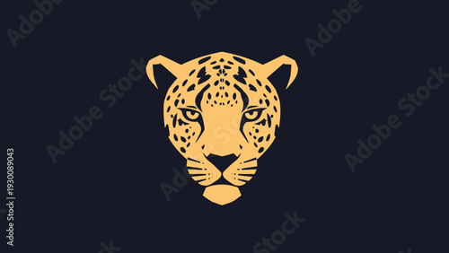 Golden Jaguar Head Emblem on Dark Background.