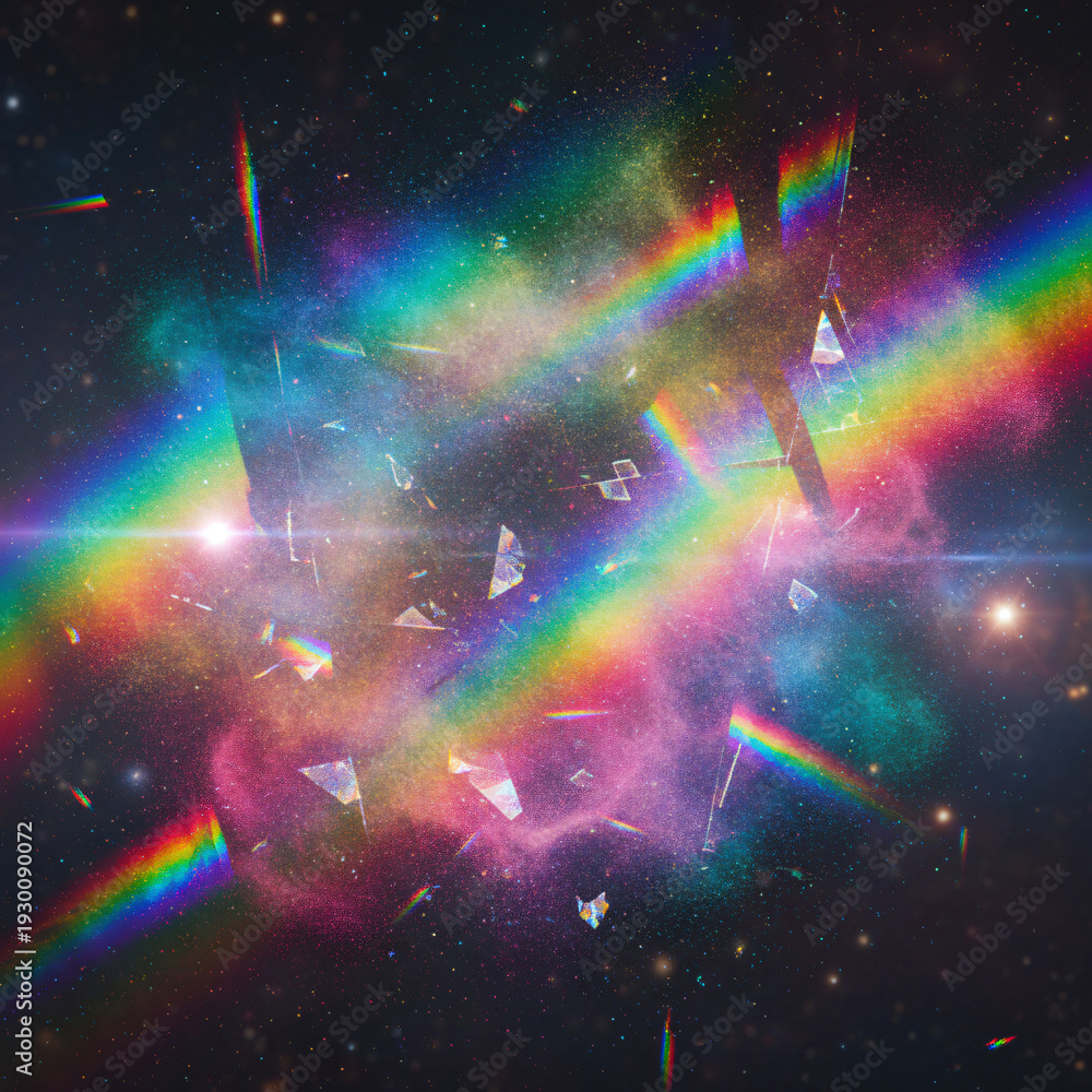 Fototapeta premium Cosmic Spectrum Shatter A Prismatic Explosion in Space
