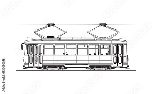 Vector illustration of a tram or streetcar