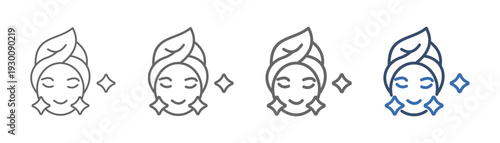 
outline icon set beauty treatment with design of people doing beauty treatment