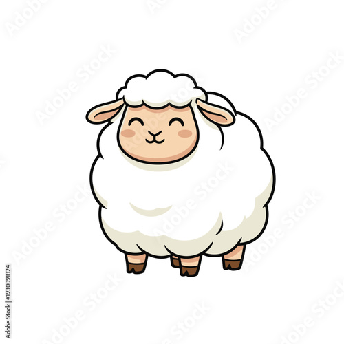 Cute Sheep Cartoon Character Standing
