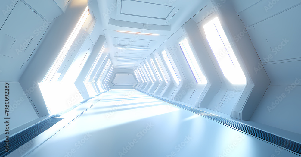 Obraz premium Futuristic White Corridor Architecture