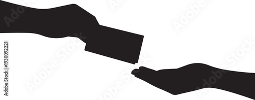 Two black silhouetted hands reaching towards each other