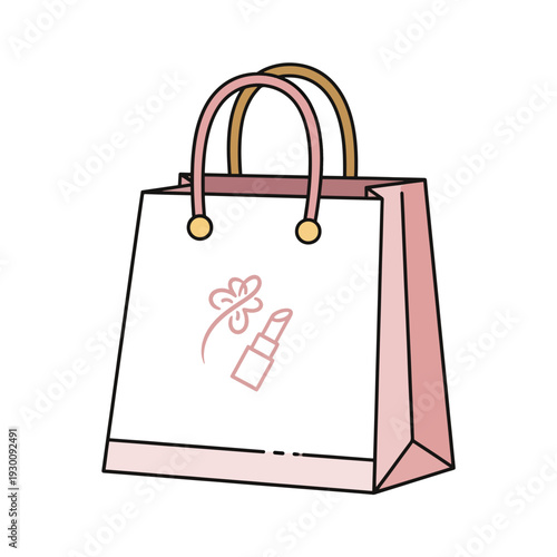 Vector illustration of a shopping bag with cosmetic products, viewed from the front