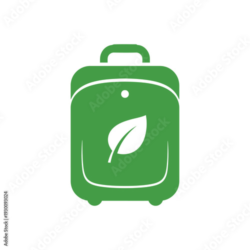 Green luggage with leaf emblem for eco travel