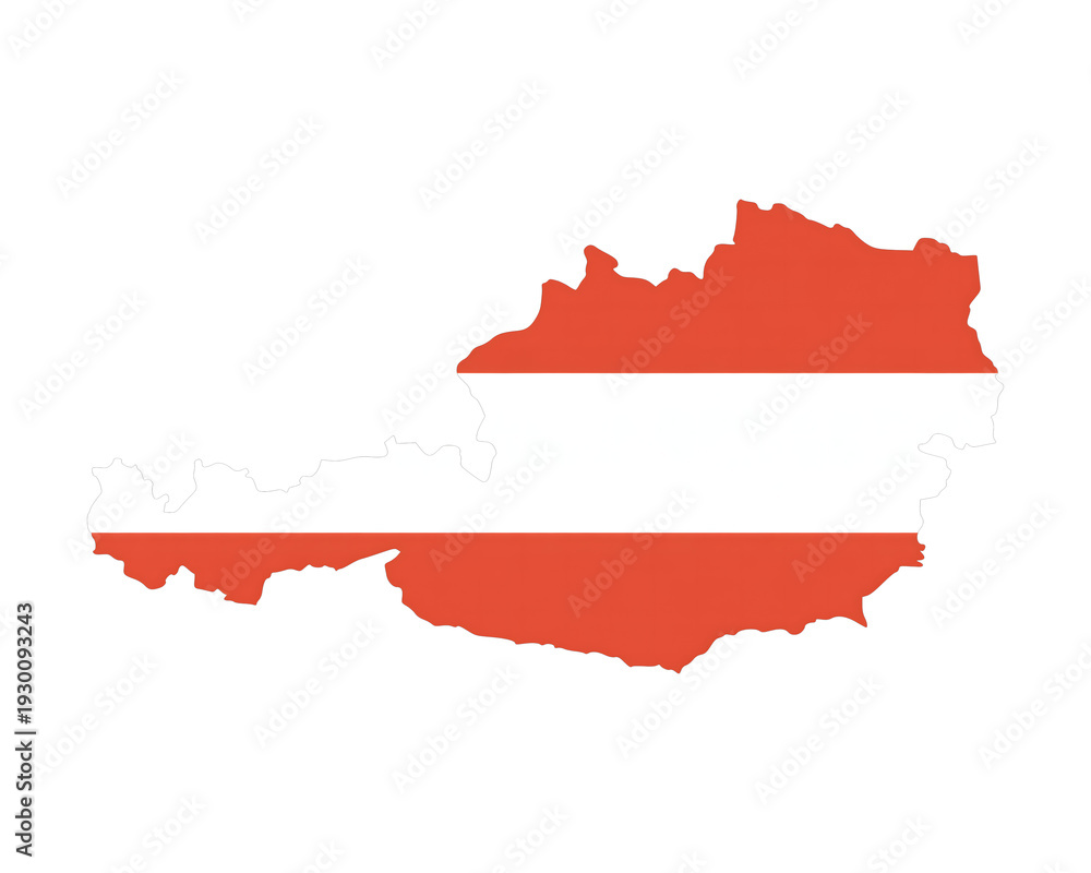 Fototapeta premium Austria map outline with Austrian flag, perfect for travel, tourism, and patriotic themes in presentations and designs