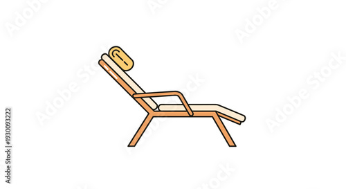 A single empty lounge chair with a yellow headrest is positioned facing right on a clean white background, Generative AI.