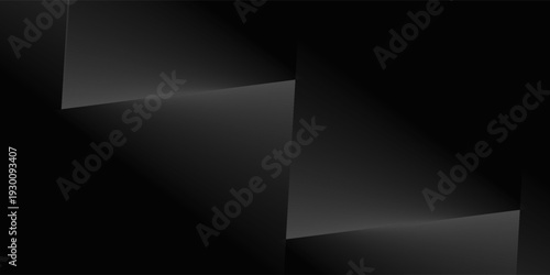 Modern black white abstract background. Minimal. Gradient. Dark grey banner with geometric shapes, lines, stripes, triangles. Design. Futuristic. Cut paper or metal effect. Origami, mosaic, geometry.