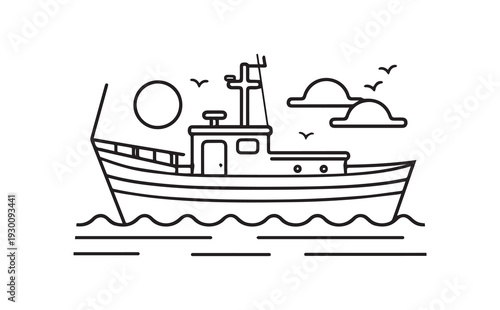 Vector illustration of a fishing boat