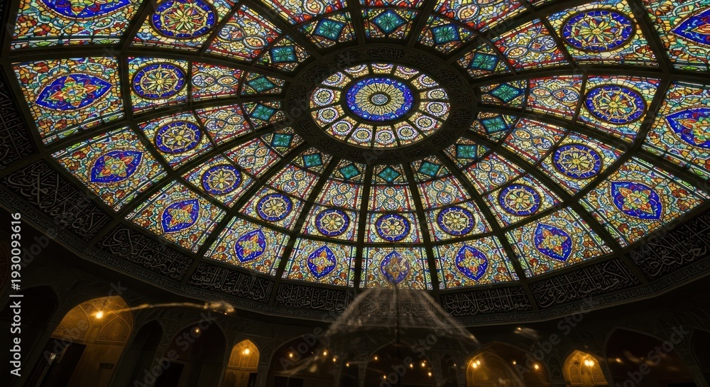Obraz premium Stained Glass Dome Ceiling Architecture Interior.