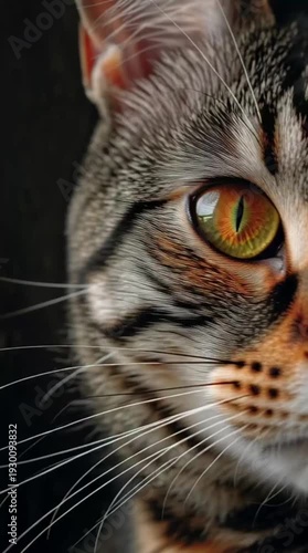 a closeup eye of cat