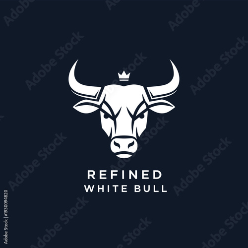 Refined white bull head logo with a prominent crown
