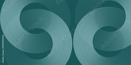 Abstract green glowing geometric lines on gray background. Modern shiny blue circle lines pattern. Futuristic technology concept. Suit for cover, poster, banner, brochure, header, website vector