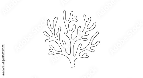 Abstract organic coral shape continuous line art drawing