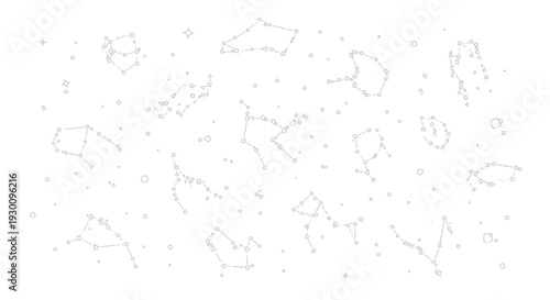 Abstract star constellations map on white background