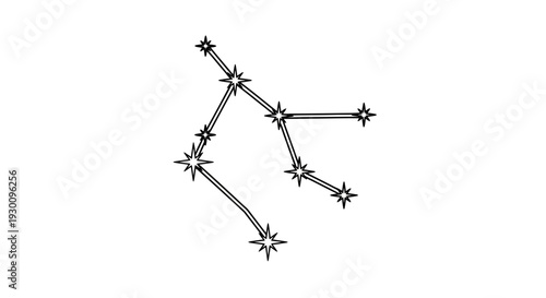 Aquarius zodiac constellation outline in black and white