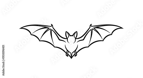 Black outline bat graphic with wings spread