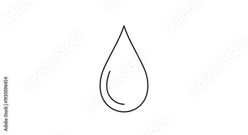 Black outline water droplet icon on white background