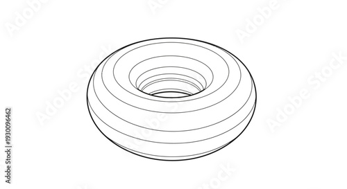 Black outline vector illustration of a striped torus shape
