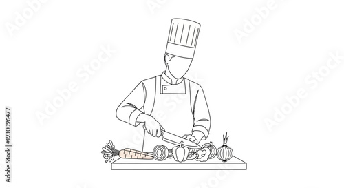 Chef chopping fresh vegetables on cutting board with a knife