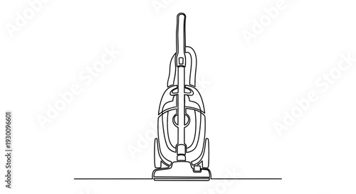 Continuous line drawing of an upright vacuum cleaner