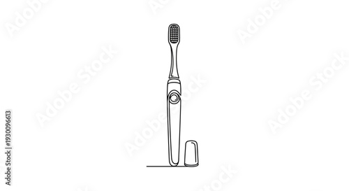 Continuous line drawing of an electric toothbrush with cap