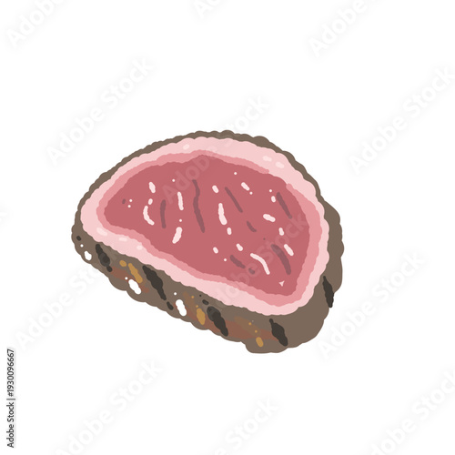 Sliced Grilled Beef Steak Rare Angle