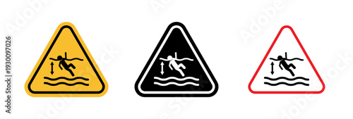 Deep water warning sign in flat style. Basic vector symbol illustration