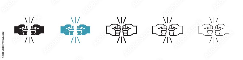 Obraz premium Fist bump icon in flat style. Basic vector symbol illustration