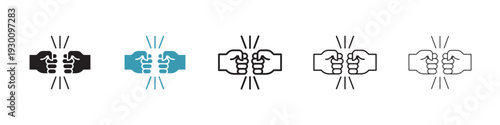 Fist bump icon in flat style. Basic vector symbol illustration