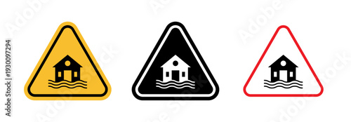 Flood disaster sign in flat style. Basic vector symbol illustration