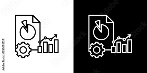 Business Report Icon Sheet Black And White