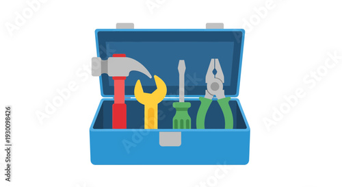 Toolbox with Tools Vector Illustration, Flat Design, for Repair and Construction