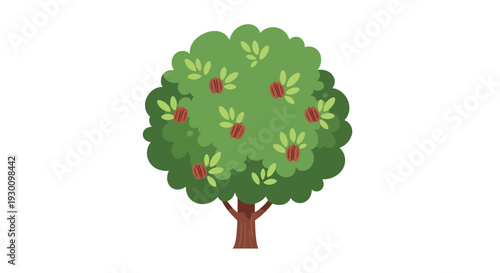 Tree Vector Illustration, Flat Design, Nature Concept, Ecology, Environment, Greenery, Plants