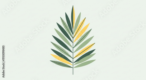 Vibrant green and yellow leaf illustration on light background symbolizing nature and freshness