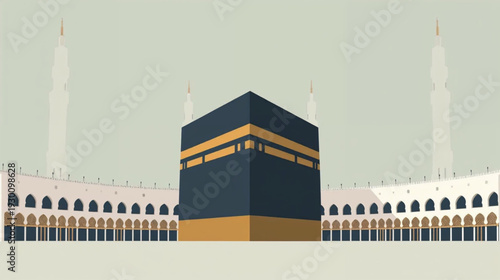 Vector illustration of the Kaaba at the Grand Mosque in Mecca	