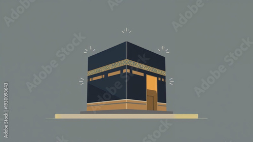 Vector illustration of the Kaaba at the Grand Mosque in Mecca 