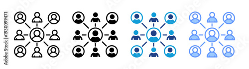 People Network icon set multiple style collection