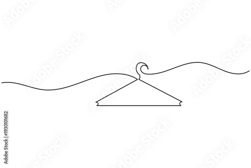 Cloth hanger continuous one line drawing illustration on white background