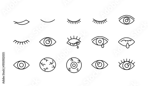 Eye thin line icon set simple pictogram vector illustration