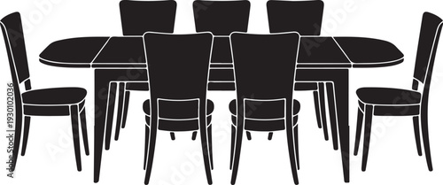 Black dining table with eight chairs furniture