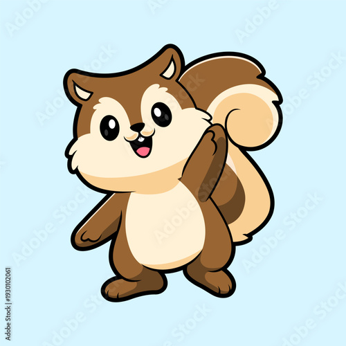 Cute Cartoon Chipmunk Standing with Happy Expression Isolated on Soft Background