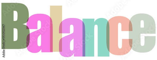 Tableau sur toile A colorful and artistic representation of the word balance with a variety of sha