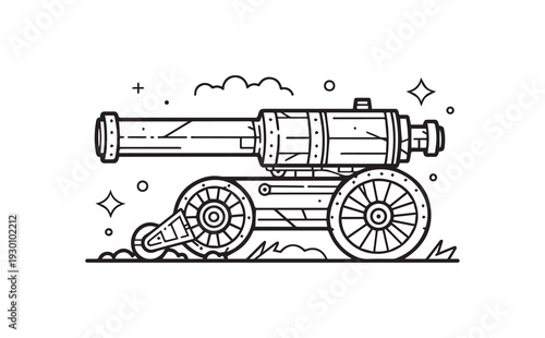 Vector illustration of a cannon with decorative elements