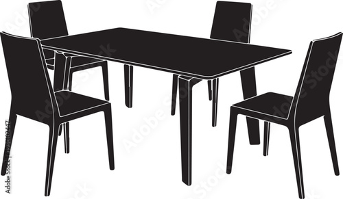 Black dining table with four matching chairs four chairs