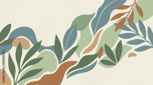 Vibrant abstract leaf pattern in soothing earth tones