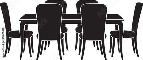 Black dining table with six chairs furniture