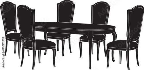 Black dining table with six chairs furniture