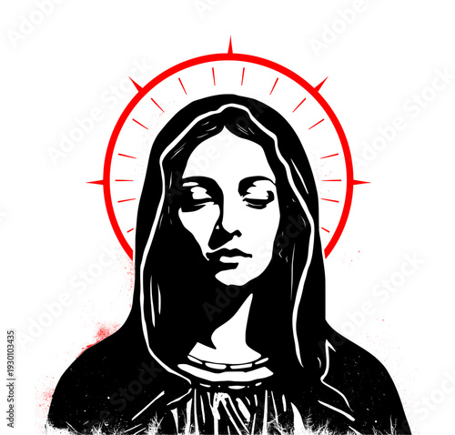 stylized silhouette of virgin marie face (artwork 7)
