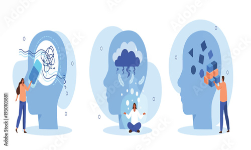 Mental health concepts overcoming anxiety, finding peace, and rebuilding thoughts